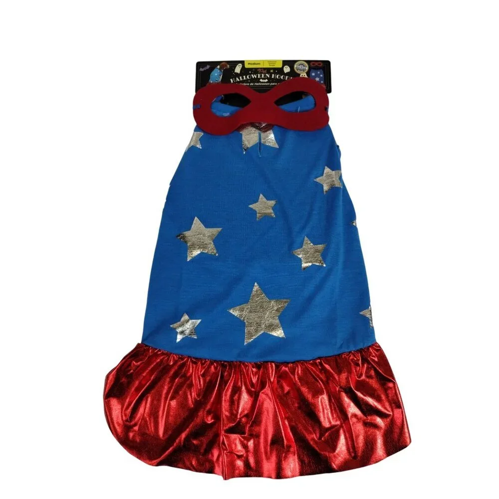 Heart to Tail Superhero Halloween Pet Costume Dress Up with Mask Dog Size Medium